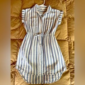 Cotton white and baby blue beach dress